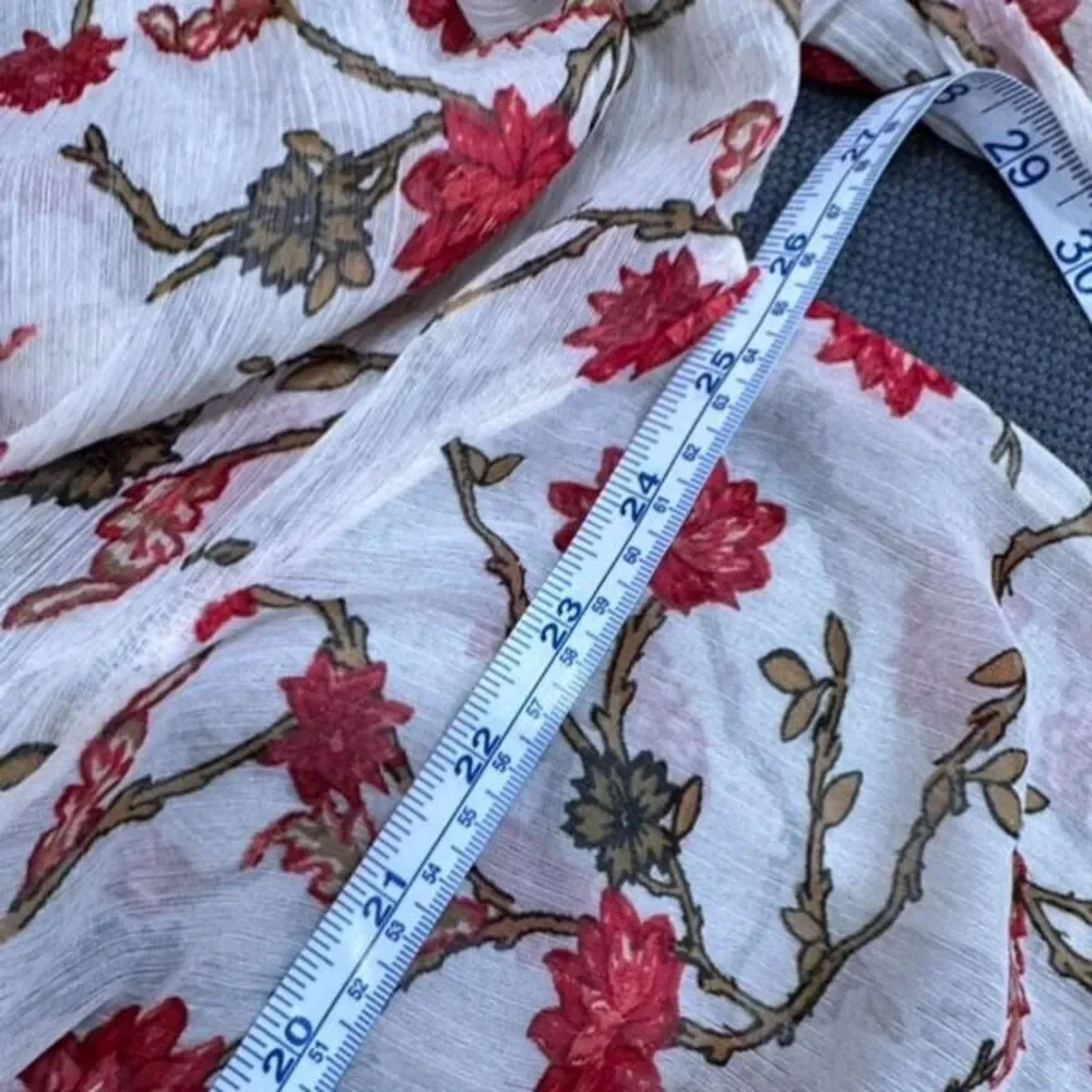 Free People Women's Keeping Up With Kara Floral Tunic Top Ivory Red Size Medium‎